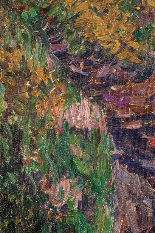 独角鹿西洋古董19世纪法国克罗藏画派著名画家Léon Detroy签名创作风景主题布面油画《海滨》 商品图6