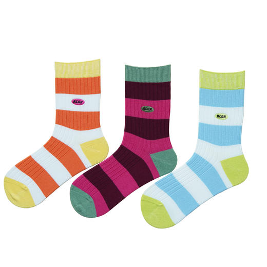 【59元3双】【1双装】女丨女袜彩色粗条无骨潮袜中筒袜子时尚棉袜女袜子【2522503】 商品图5