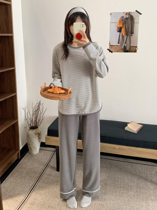 【小邻酱羊毛蚕丝条纹保暖套装Z2001】保暖衣王者👍绵羊毛➕桑蚕丝❗️从里热到外‼️暖而不臃肿😍  ✅羊毛➕桑蚕丝，‏复合织制，⁤1件比2件还暖-PWJCY 商品图2