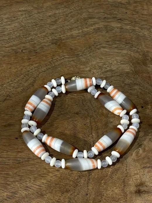 红灰白缠丝玛瑙橄榄珠项链，顺丰包邮 商品图2