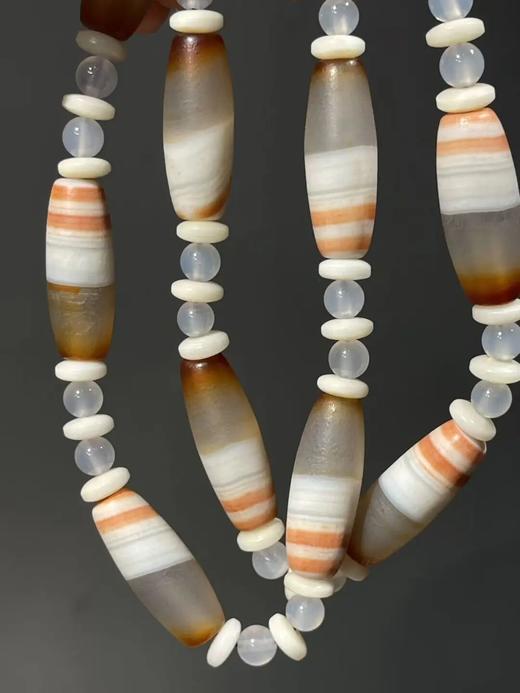 红灰白缠丝玛瑙橄榄珠项链，顺丰包邮 商品图8