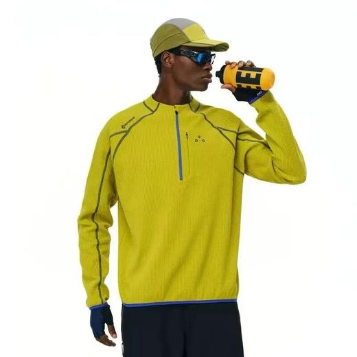 户外山系！水洗华夫格肌理速干！男女款立体裁剪休闲半拉链卫衣T恤 商品图1