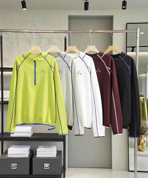 户外山系！水洗华夫格肌理速干！男女款立体裁剪休闲半拉链卫衣T恤 商品图3