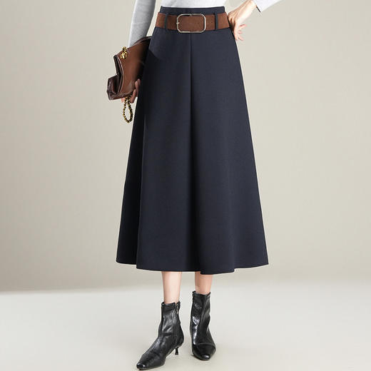 PH-1796羊毛呢半身裙女2025新款秋冬季大摆裙高腰显瘦a字裙显瘦伞裙 商品图1
