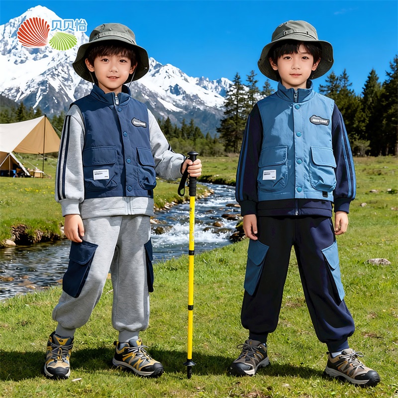贝贝怡秋冬男童新款潮流登山外套加绒保暖卫裤两件套ZB4ET012