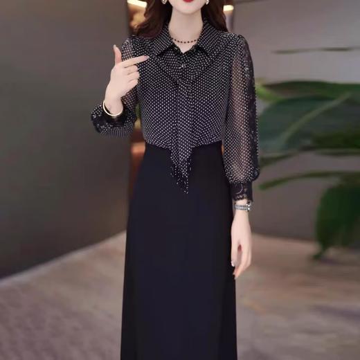 QYM 25MYY2163修身显瘦假两件波点裙POLO领连衣裙 商品图3