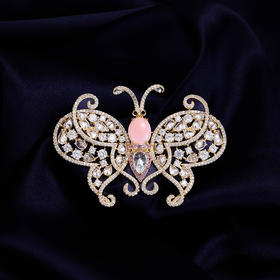 轻奢锆石镶嵌高级感淡水珍珠蝴蝶胸针，精致百搭动物外套胸花配饰LY-M-379