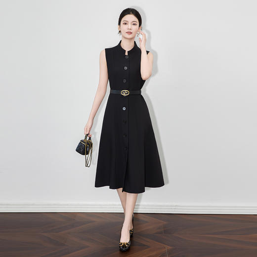 「高货wl」全新升级【铂金会员404/天猫539/差价135】(51631)洛诗琳轻奢气质通勤无袖连衣裙2025秋季收腰修身A字裙女 商品图1