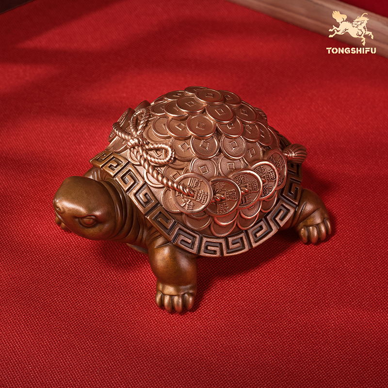 铜师傅《金钱龟》客厅桌面紫铜摆件 家居装饰工艺品送礼摆件