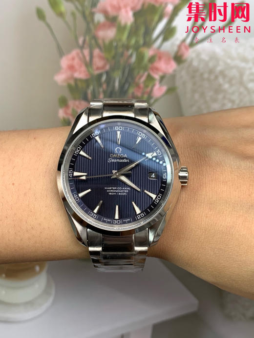 欧米茄VS海马150米系列 蓝色盘 3点位日历 Aqua Terra 150米腕表 8500一体机 男士腕表 表径41.5mm 商品图8