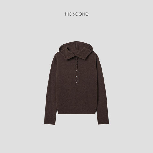 THESOONG|德国进口机织羊毛羊绒高密定染纽扣连帽毛衣女HWMY8004 商品图9