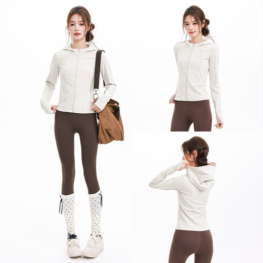 【限时秒】YOGACODE【火树银花系列】秋冬加绒运动外套女拉链连帽短款修身长袖瑜伽服DWZ125571 商品图4