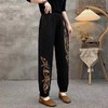 黑色棉麻哈伦裤女加绒裤子2025冬季款百搭宽松休闲裤保暖长裤厚实 商品缩略图3