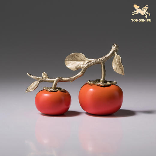 铜师傅《事事顺心》客厅桌面铜柿子摆件 家居装饰工艺品乔迁礼物 商品图3