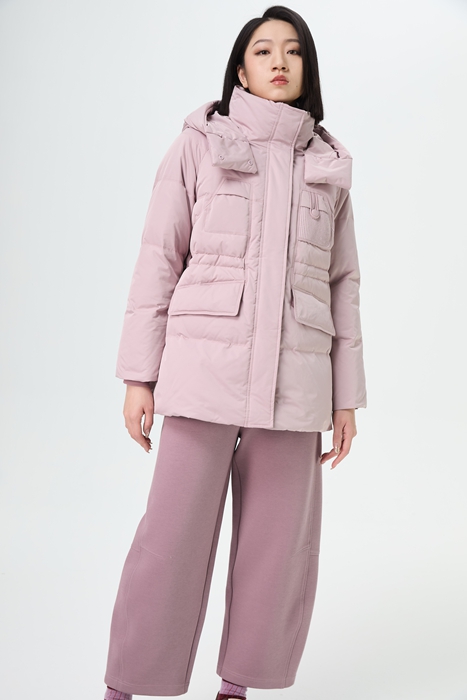 水淼2025冬新款显瘦加厚保暖毛织口袋羽绒服1819