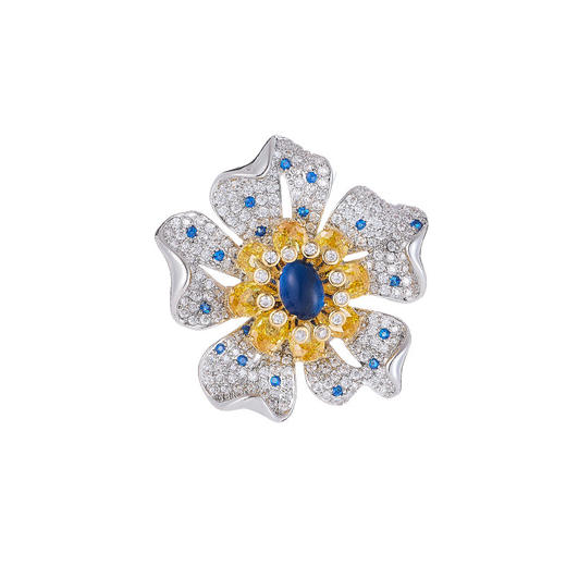 高级感精致璀璨花朵胸针，轻奢微镶红刚玉锆石别针奢华大衣西装配饰LY-M-320 商品图3