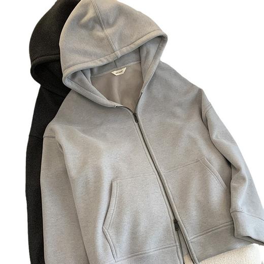 重磅磨毛拉绒！2025廓形双拉链卫衣女冬季加绒加厚休闲连帽外套！ 商品图4