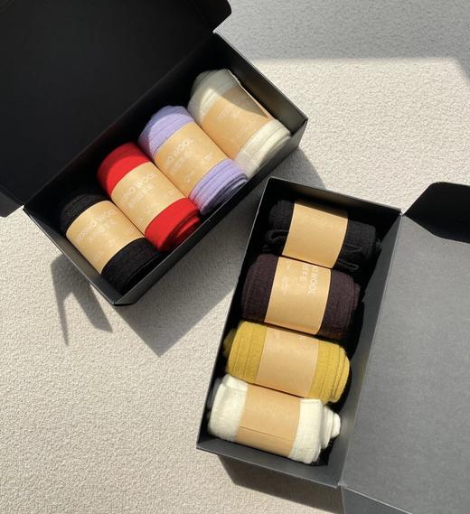 老渠道 日本贸易订单 扬子纱羊毛中筒袜套盒  袜子界“爱马仕” 200针可机洗 一盒四双，两种规格可选 商品图0