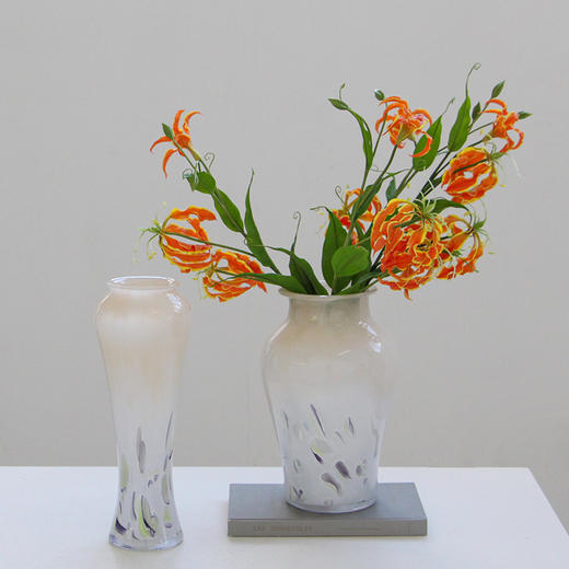 厂家直销中古风玻璃简约奶玉色插花家居花瓶摆件礼品餐桌花瓶装饰 商品图5