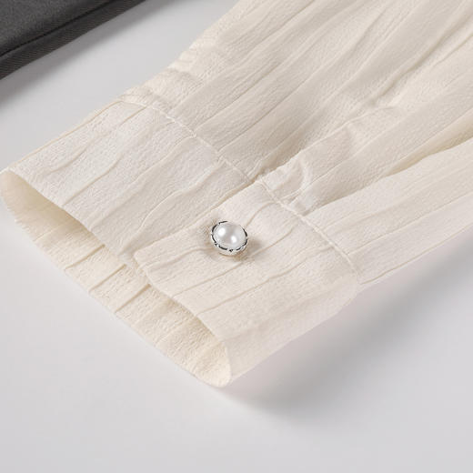 奢姿大码女装2025秋季时尚减龄亮钻撞色拼接上衣搭百褶裙两件套装9953993881AB 商品图2