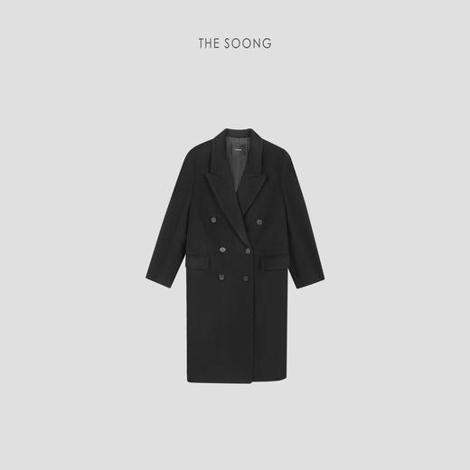 THESOONG|‘十年廓形‘高支羊绒顺毛呢黑色双排扣大衣外套女HBDY7281 商品图6