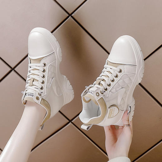 内增高真皮秋冬款韩版松紧带坡跟旅游鞋短筒马丁靴ZY7760 商品图0