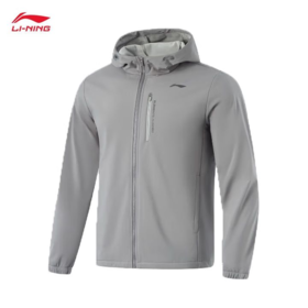 李宁男子冬季防水加绒开衫连帽运动外套AFDU861-4