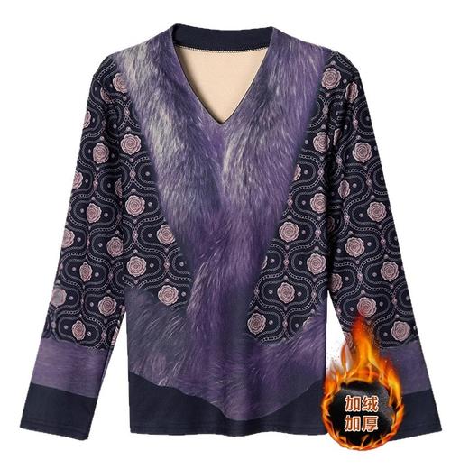 XMZ1267贵妇人妈妈一体双面绒打底衫2025秋冬新款遮肚子显瘦加绒加厚小衫 商品图4