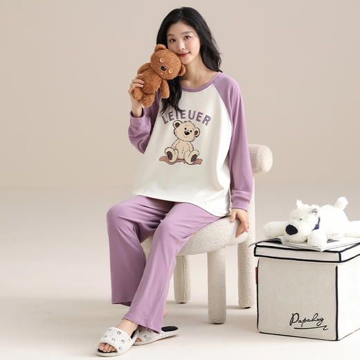 自然醒沁绒女士家居服德绒蓄暖长袖长裤套头睡衣QH 商品图9