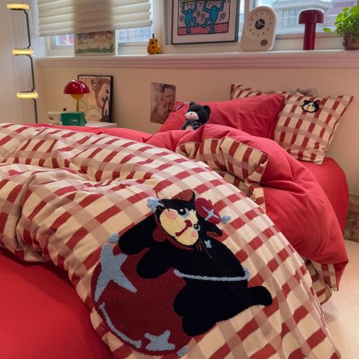 【全棉磨毛】ins风毛巾绣卡通磨毛四件套宿舍儿童床全棉纯棉被套秋冬加厚保暖 商品图7