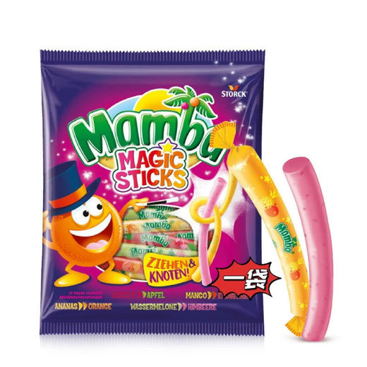 Mamba魔法棒形混合水果味咀嚼软糖140g 商品图0