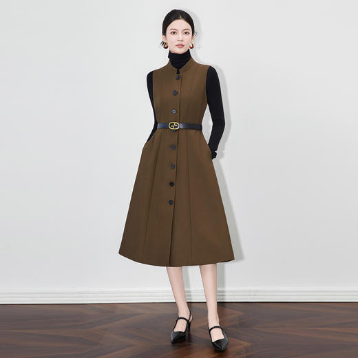 「高货wl」全新升级【铂金会员404/天猫539/差价135】(51631)洛诗琳轻奢气质通勤无袖连衣裙2025秋季收腰修身A字裙女 商品图0