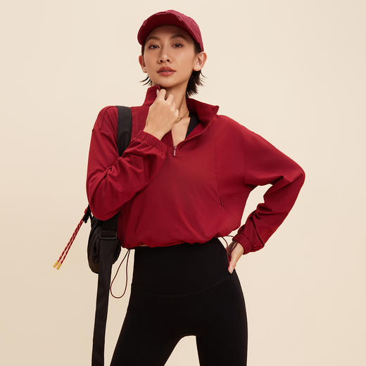【限时秒】YOGACODE【火树银花系列】薄绒保暖长袖秋冬半拉链立领防风宽松休闲瑜伽服外套DWG125598 商品图3