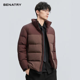 贝纳川冬季新品细格拼接立领面包ECF405261