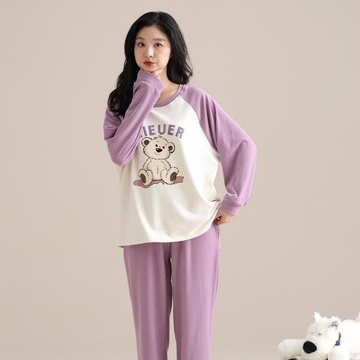 自然醒沁绒女士家居服德绒蓄暖长袖长裤套头睡衣QH 商品图3