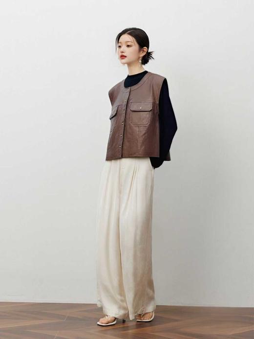 12.12错过没有！清货不退【秋新品】25238高级感PU➕粘胶纤维百搭美拉德马甲-喜出 商品图3