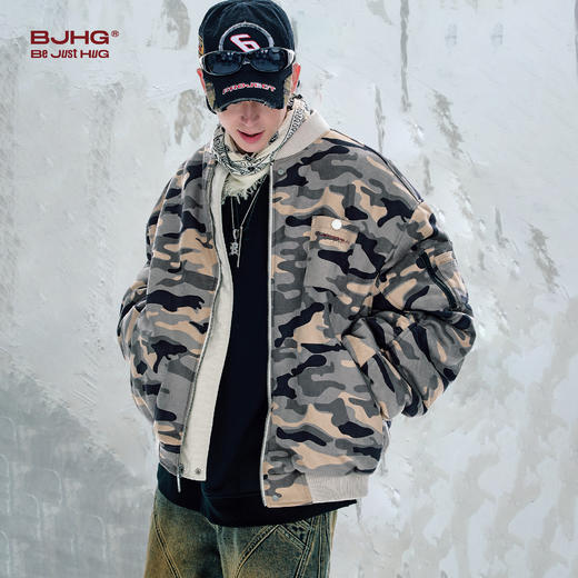 BJHG不计后果两面穿迷彩棉服男款冬季灯芯绒飞行外套加厚防寒棉衣 商品图2