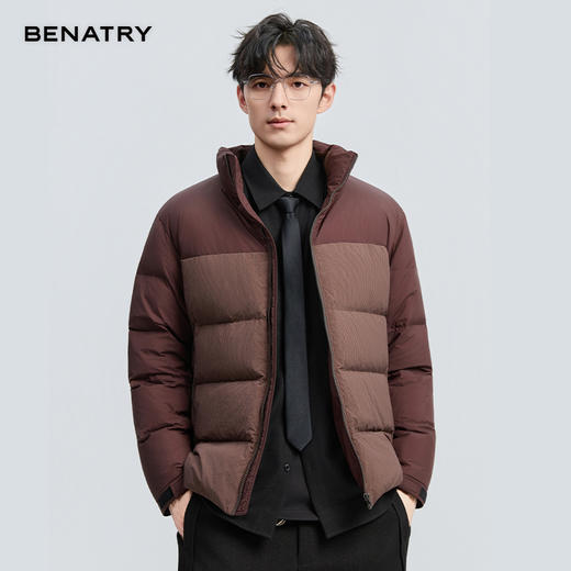 贝纳川冬季新品细格拼接立领面包ECF405261 商品图1