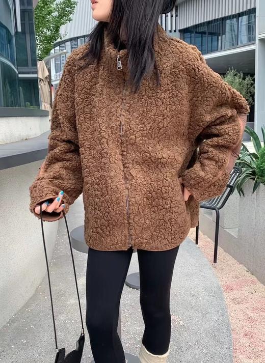 女款羊駝毛拉链外套 商品图3