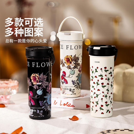 摩登主妇复古花卉吸管保温杯女生高颜值2025新款不锈钢杯子大容量保冷水杯 商品图4