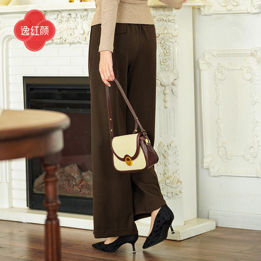 上海逸红颜韶灵2025秋装新品羊毛混纺柔软显瘦松紧腰西裤裤女 商品图3