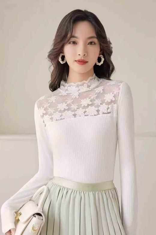 热奶肌底衣蕾丝小衫立领高弹舒适内穿外搭自带气质款16685101 商品图3