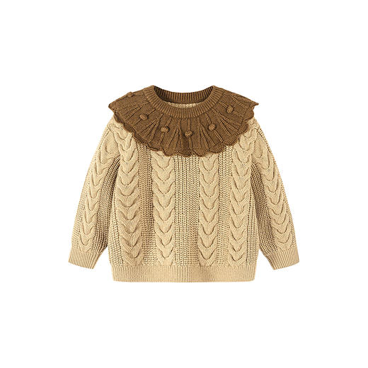 迷你巴拉女童宝宝毛衣柔软亲肤甜美大翻领立体毛球上衣2025冬新款 商品图4