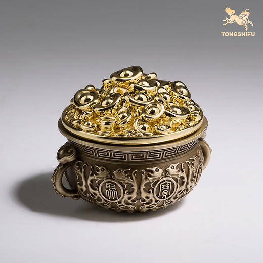 铜师傅《转钱聚宝盆》客厅桌面铜摆件 家居装饰工艺品 开业礼物 商品图2