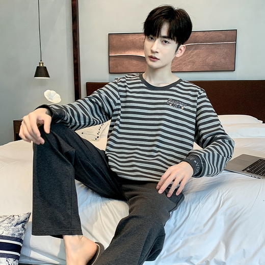 自然醒安隅男士家居服德绒保暖长袖长裤套头睡衣QH 商品图8