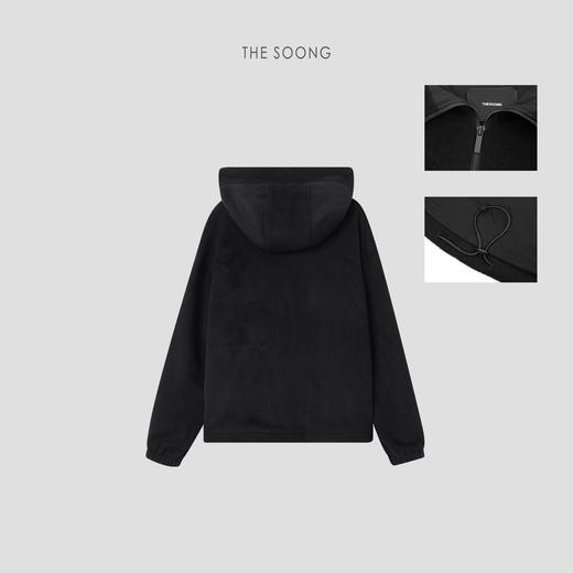 THESOONG|"松弛暗调"羊毛桑蚕丝秋冬加厚连帽卫衣外套女HBWT7548 商品图6