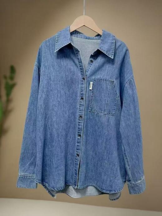 【秋新品】古泥5925 中长小标宽松牛仔衬衫-喜出 商品图2