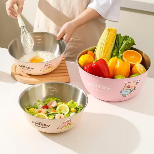 4楼Eubelle欧蓓 川岛屋&lulu猪联名 不锈钢盆食品级 拌菜料理盆 活动价：45.8-69.8元 商品图4