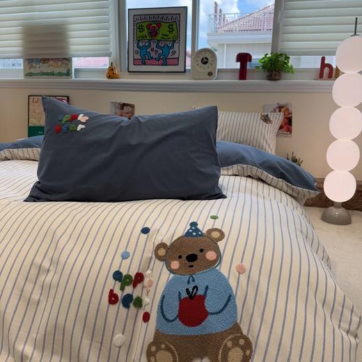 【全棉磨毛】ins风毛巾绣卡通磨毛四件套宿舍儿童床全棉纯棉被套秋冬加厚保暖 商品图3