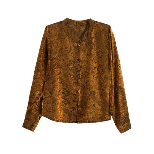 XMZ1272新中式国风复古提花立领长袖衬衫女2025秋季新款时尚气质漂亮外套 商品图4